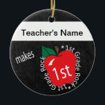 1st Grade Rocks | School Teacher | Chalkboard Ceramic Tree Decoration<br><div class="desc">First Grade School Teacher Ornament. ⭐This Product is 100% Customisable. Graphics and / or text can be added, deleted, moved, resized, changed around, rotated, etc... 99% of my designs in my store are done in layers. This makes it easy for you to resize and move the graphics and text around...</div>