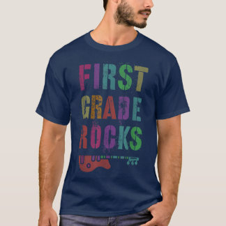1st GRADE Rocks Student Teacher Rockstar Team Pink T-Shirt