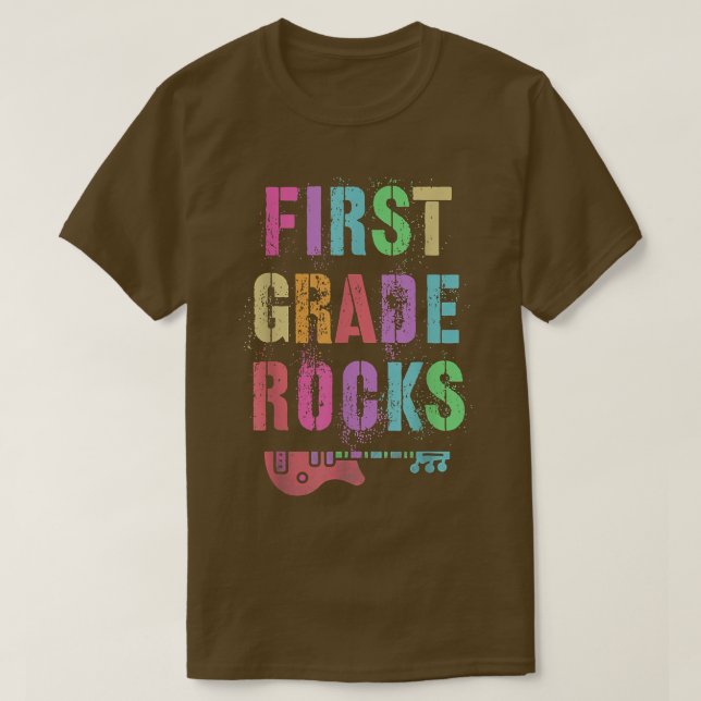 1st GRADE ROCKS Student Teacher Team Rockstar FIRS T-Shirt (Design Front)