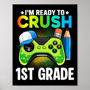 1st Grade Shirts For Boys Video Game Gaming Back T Poster