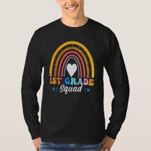 1st Grade Squad First Grade Rainbow Leopard Back t T-Shirt
