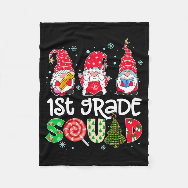 1st Grade Squad Gnome Teacher Christmas Ne Buffalo Fleece Blanket (Front)