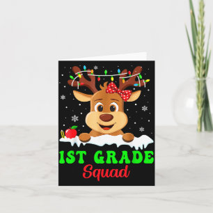 1st Grade Squad Xmas Reindeer Teacher Student Chri Card
