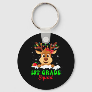 1st Grade Squad Xmas Reindeer Teacher Student Chri Key Ring