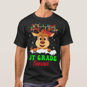 1st Grade Squad Xmas Reindeer Teacher Student Chri T-Shirt
