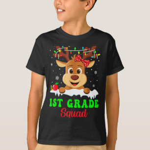 1st Grade Squad Xmas Reindeer Teacher Student Chri T-Shirt