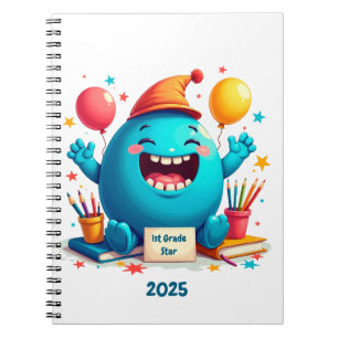 1st Grade Star Celebration – Cute Cartoon Design Notebook