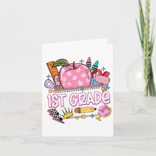 1st Grade Teacher Back To School Apple Notebook Re Card