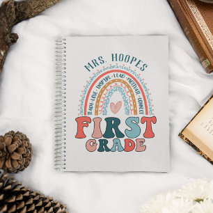 1st Grade Teacher Gift Hardcover Rainbow Spiral Notebook