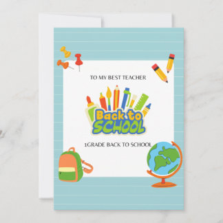 1st Grade Teacher Happy First Day To School Thank You Card