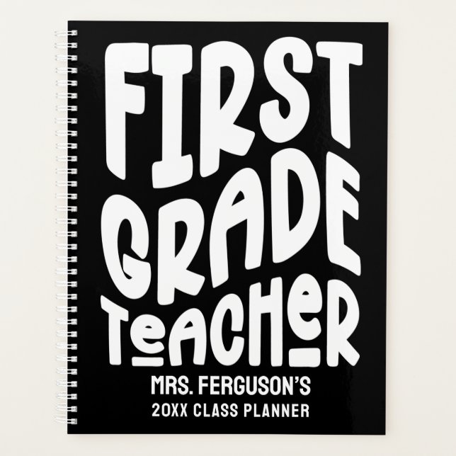 1st Grade Teacher Simple Typography Design Class Planner (Front)