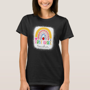 1st Grade Teacher Teach Love Inspire Rainbow back  T-Shirt