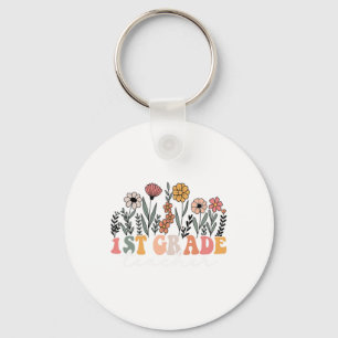1st Grade Teacher Wildflower Floral Back To School Key Ring