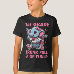 1st Grade Trunk Full Of Fun Cute Elephant Back To T-Shirt