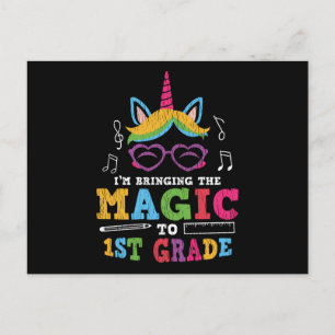 1st Grade Unicorn Back to School First Day Kids Postcard