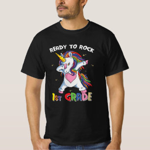 1st Grade Unicorn Back to School Ready Rock Kids T-Shirt