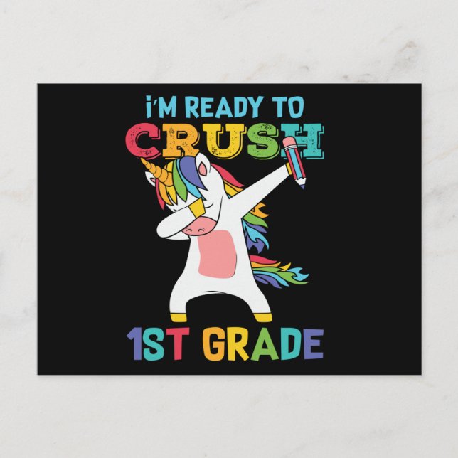 1st Grade Unicorn First Day of School Student Gift Postcard (Front)