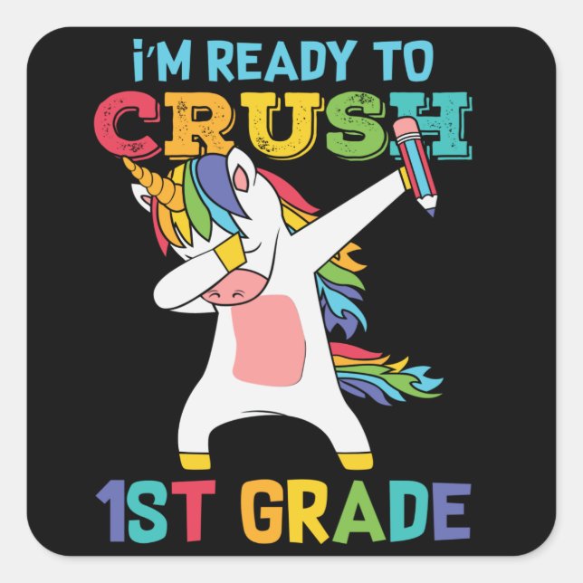 1st Grade Unicorn First Day of School Student Gift Square Sticker (Front)