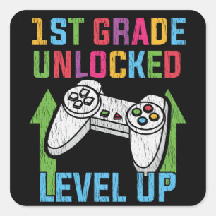 1st Grade Unlocked Gamer Back To School Video Game Square Sticker