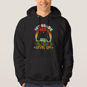 1st Grade Unlocked Level Up Video Game Console Bac Hoodie