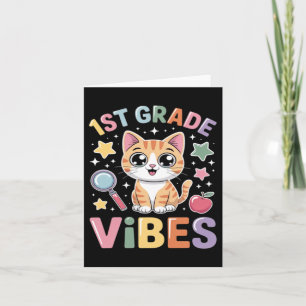 1st Grade Vibes Back To School Cute Cat For Girls Card