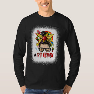 1ST Grade Womens Messy Bun Hair Back To School Cut T-Shirt