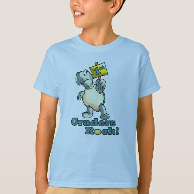 “1st Graders Rock” Turtle Design T-Shirt (Front)