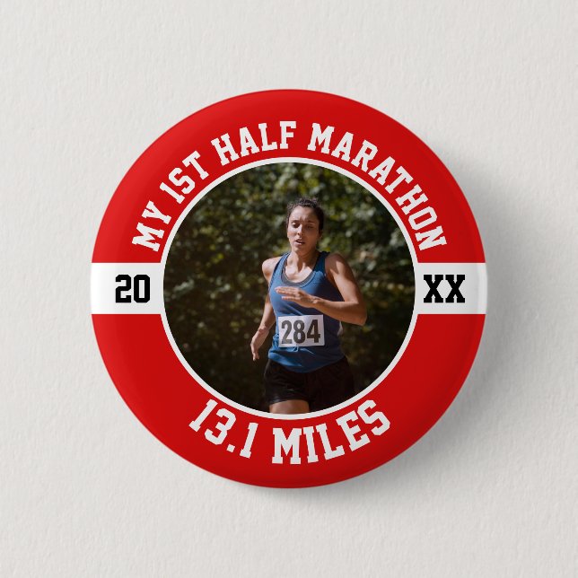 1st Half Marathon Running First Runner Sports 13 1 6 Cm Round Badge (Front)