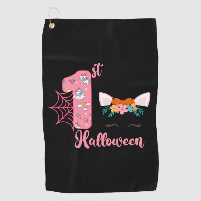1st Halloween Birthday Halloween Fall Golf Towel (Front)