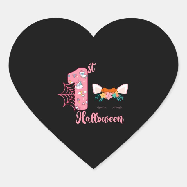 1st Halloween Birthday Halloween Fall Heart Sticker (Front)