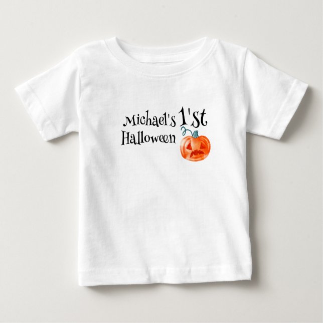 1st Halloween Pumpkin Personalised Baby Boy T-Shirt (Front)