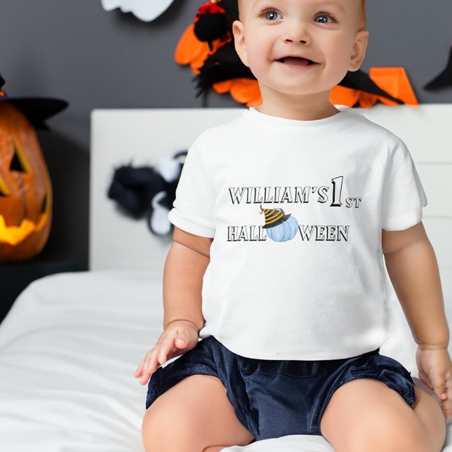 1st Halloween Pumpkin Personalised  Baby T-Shirt (Creator Uploaded)
