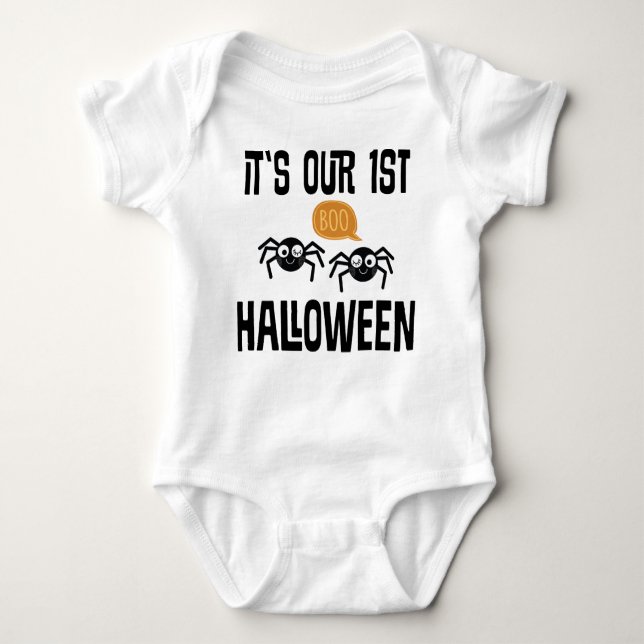 1st Halloween Twins holiday baby tee (Front)