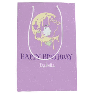 1st Happy Birthday Cute Ghost Spooky One Halloween Medium Gift Bag