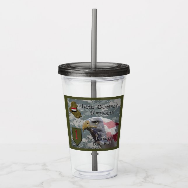 :  1st Infantry Div Iraq Combat Veteran Acrylic Tumbler (Front)