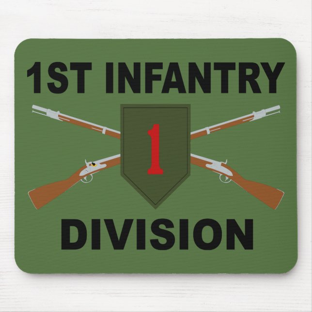 1st Infantry Division - Crossed Rifles - With Text Mouse Pad (Front)