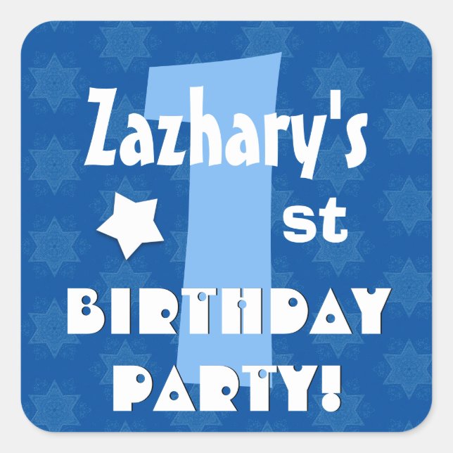 1st Kids Birthday Party Custom Name V1 Square Sticker (Front)