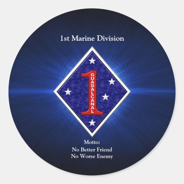 1st Mar Div Classic Round Sticker (Front)