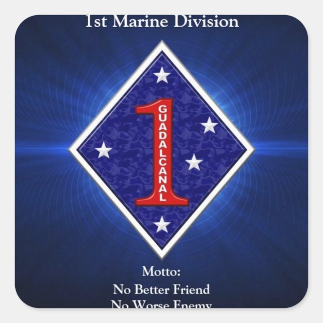 1st Mar Div Square Sticker (Front)