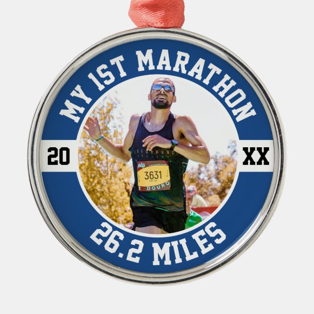 1st Marathon Runner First Running Marathoner 26 2 Metal Tree Decoration (Front)