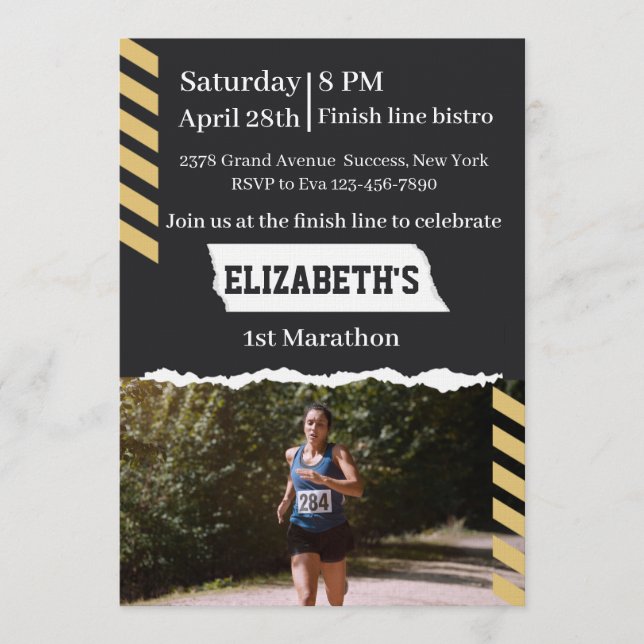 1st Marathon Runner First Running Sport 26 2 Party Invitation (Front)