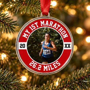 1st Marathon Runner First Running Sports 26 2 Metal Tree Decoration
