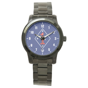 1st Marine Division Veteran Black Stainless Steel Watch