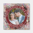 1st Married Christmas Glitter  Photo Name Burgundy