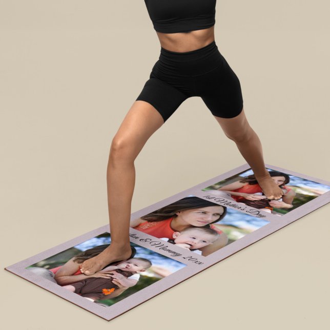 1st Mother’s Day Custom Photo & Text Yoga Mat (Creator Uploaded)