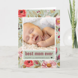 1st Mother's Day Floral Photo Greeting Card