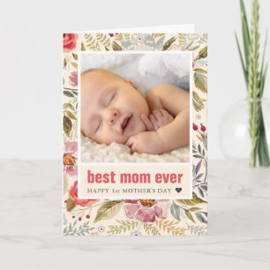 1st Mother's Day Floral Photo Greeting Card