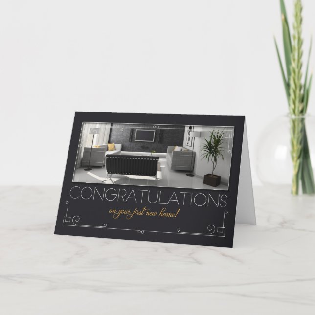 1st New Home Congratulation Modern Interior Holiday Card (Front)
