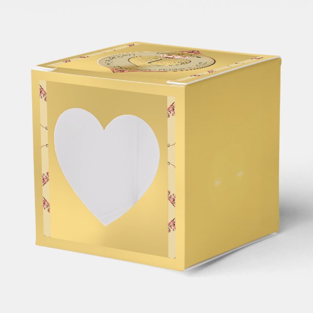 1st or 50th Wedding Anniversary Golden  Favour Box (Front Side)