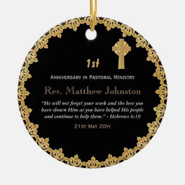 1st Ordination Anniversary Personalized Scripture Ceramic Tree Decoration (Front)